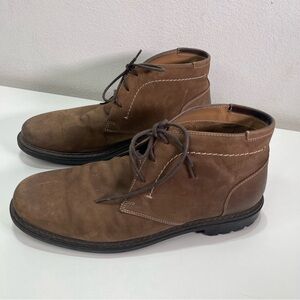 Florsheim Brown Leather Chukka Ankle Boots Men 9M Lace Embroidered Dress Shoes